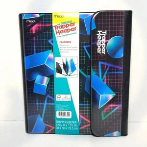 {Mead} Trapper Keeper Binder, Blue Vintage Retro 80s Look Shapes and Las…